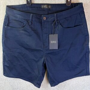 Caliville Shorts Mens XL Navy Blue Stretch Flat Front Chino 6.5" Inseam NEW